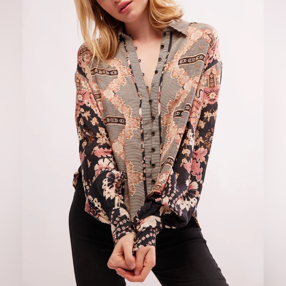 Free People Multicolor Button Down Shirt